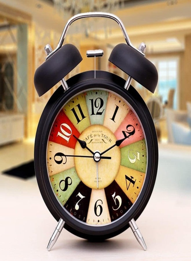 KADIO Vintage Alarm Analog Clock Twin Bell with Night Backlight Function and Silent Motion, Metal Frame High Volume Bedside Luminous Alarm for Students Bedroom/Office (Black), 8 * 12 Cm - Image 2